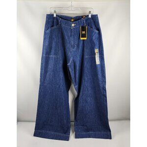 Lee Jeans Womens 16M Blue Drapey High Rise Wide Leg Trouser Jean (34x30) NWT